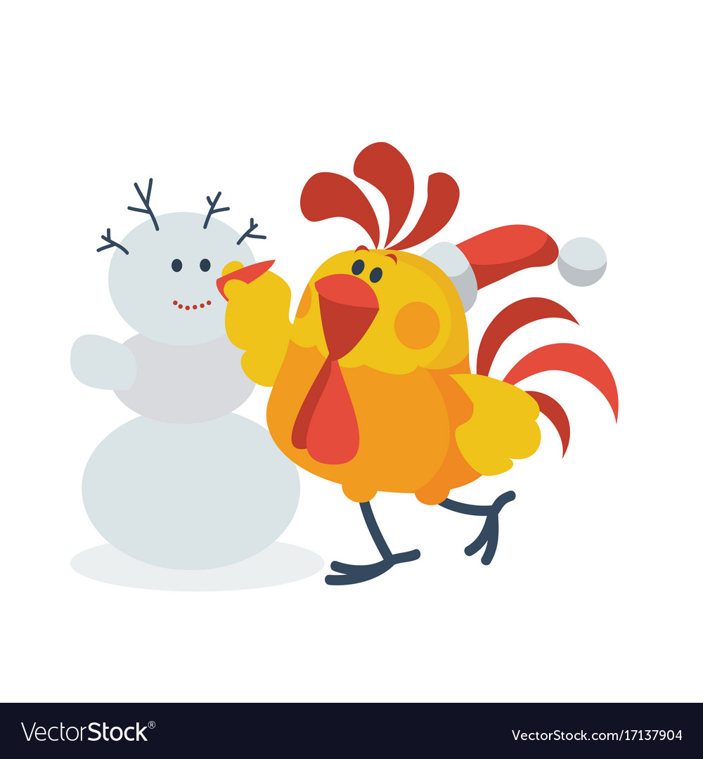 Rooster with snowman flat