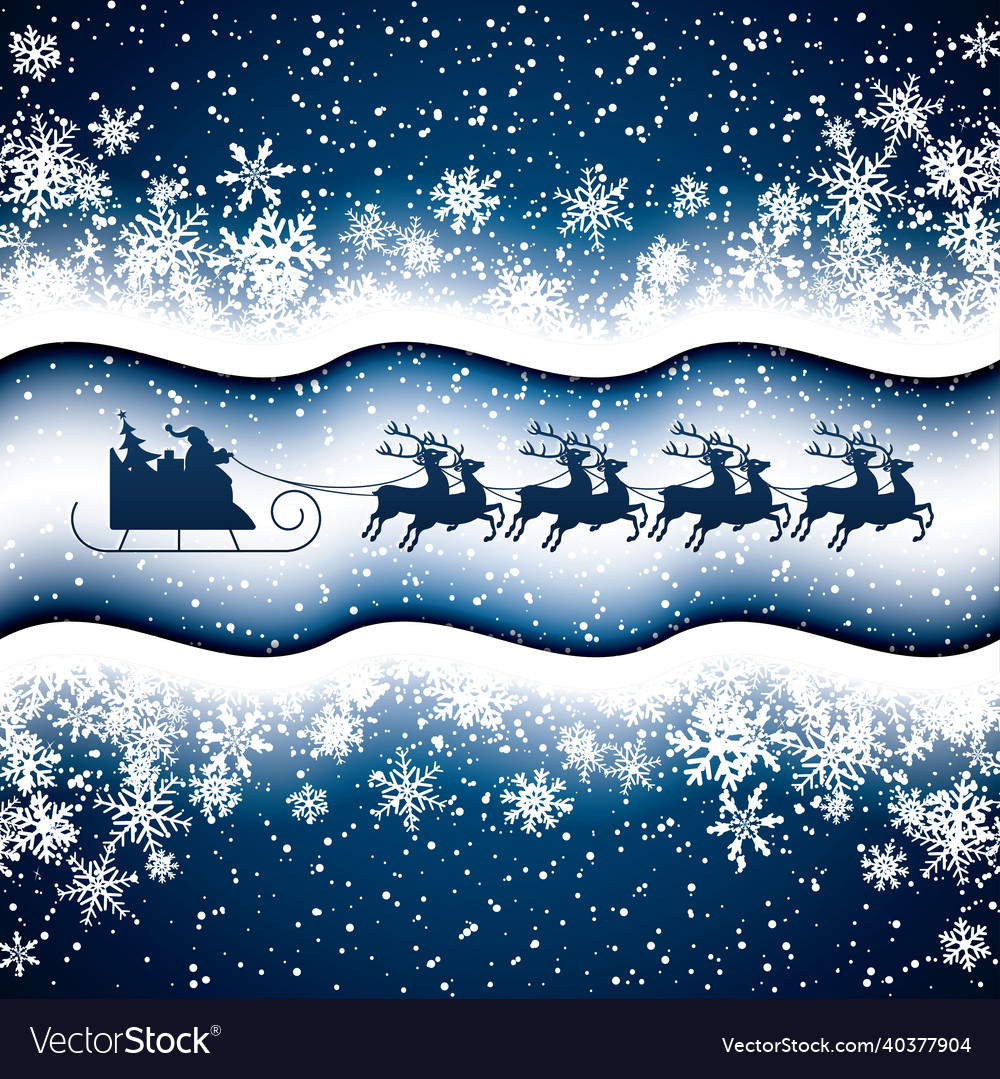 Santa Claus Rides In A Reindeer Sleigh Royalty Free Vector