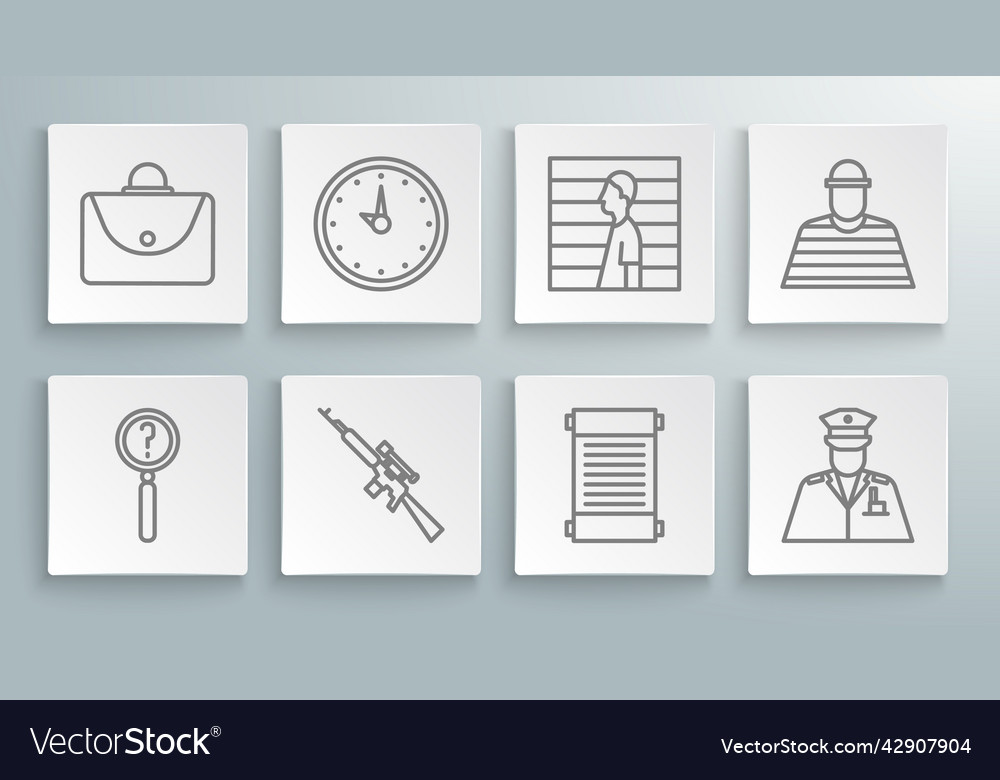 Set line magnifying glass with search clock