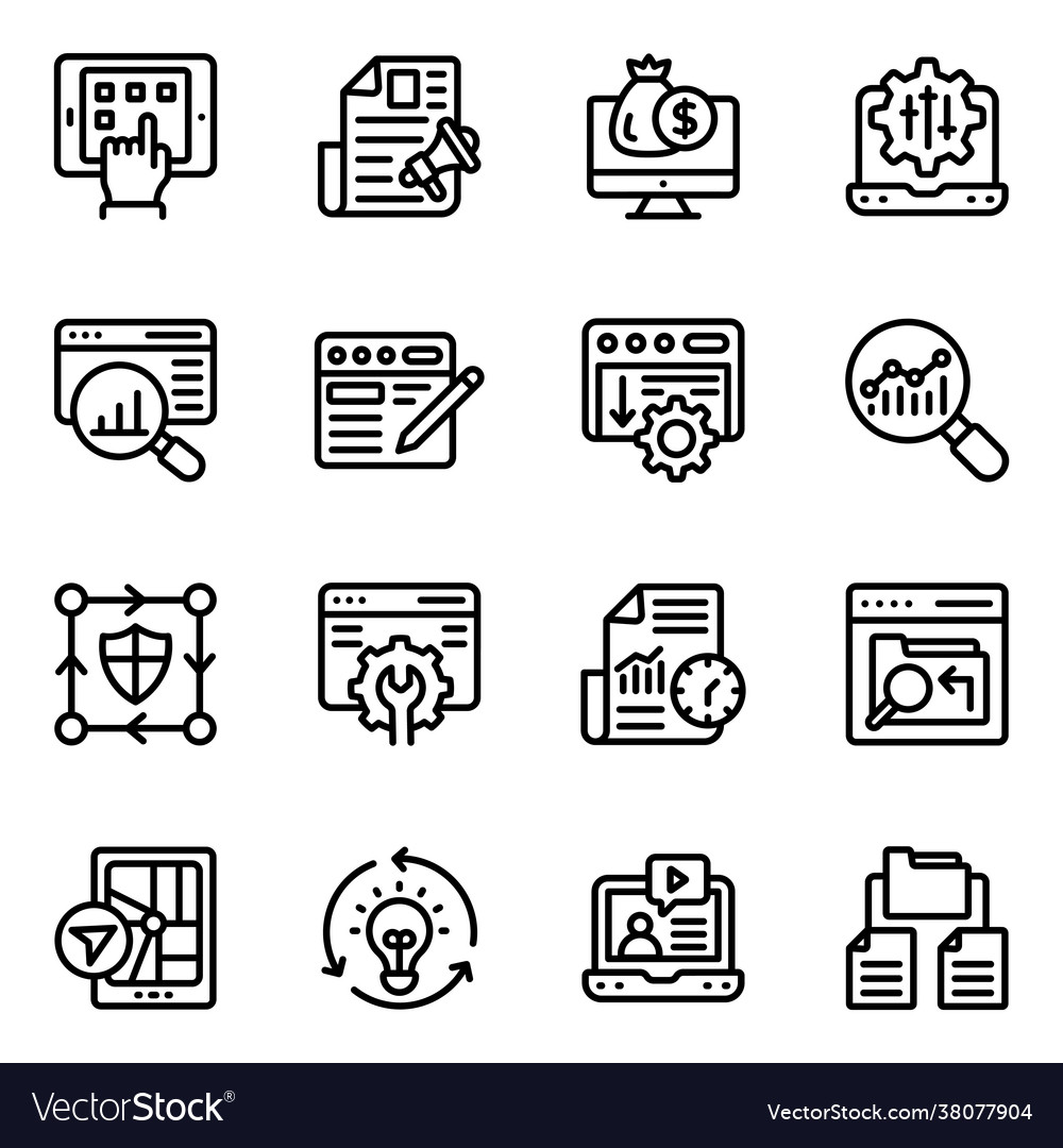 Set web design linear icons vector image Set web design linear icons