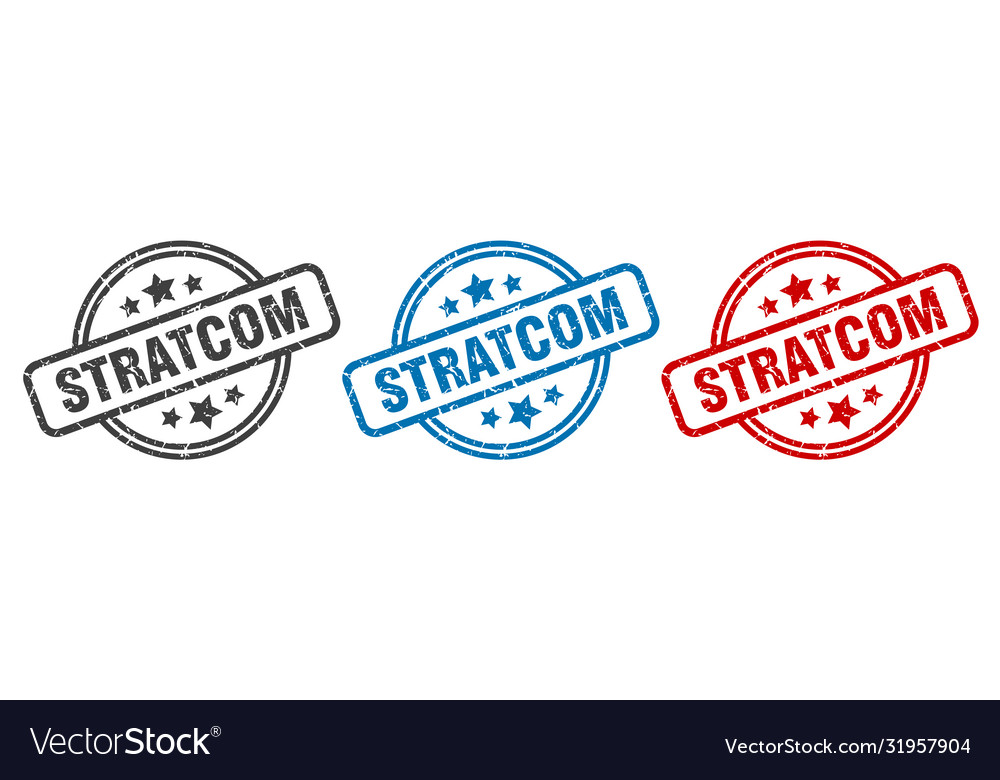 Stratcom stamp round isolated sign