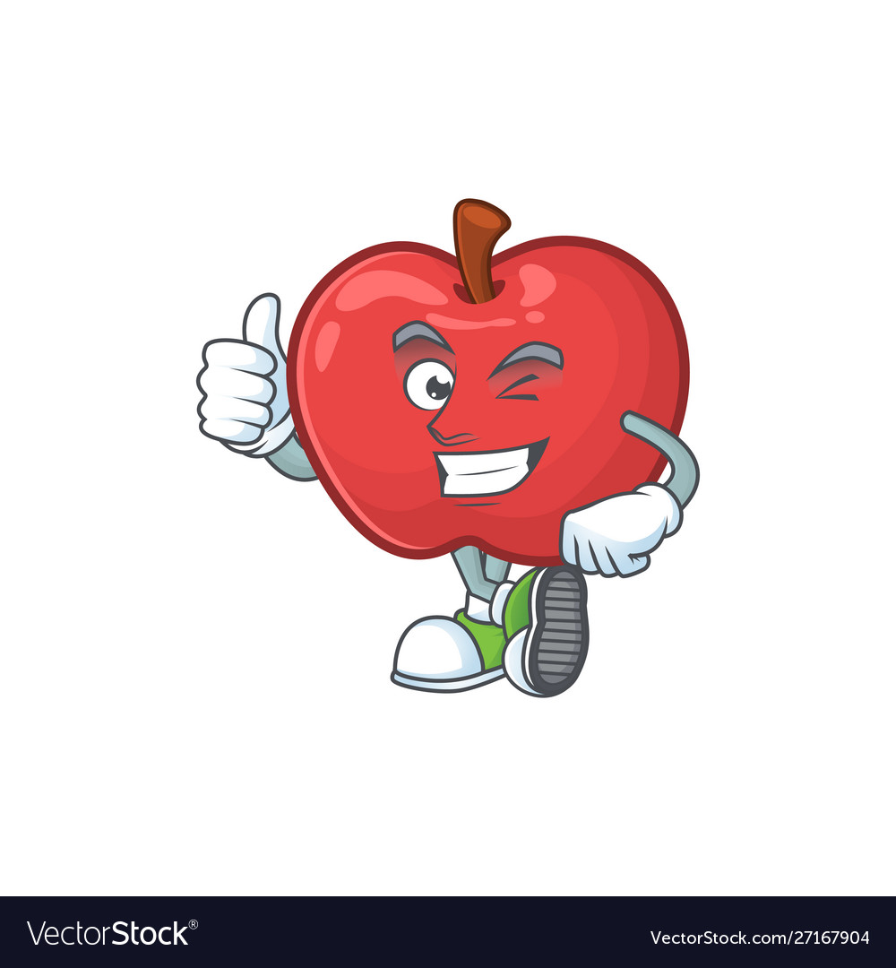 Thumbs up apple fruit character mascot for health Vector Image