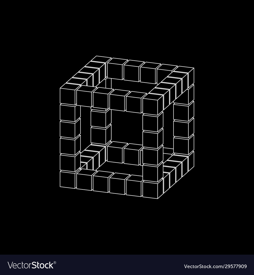 Abstract 3d cube from cubes dimetric projection
