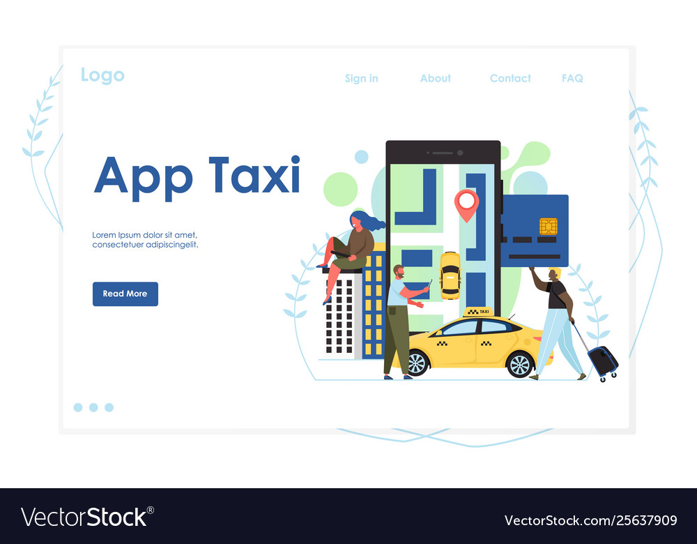 App taxi website landing page design