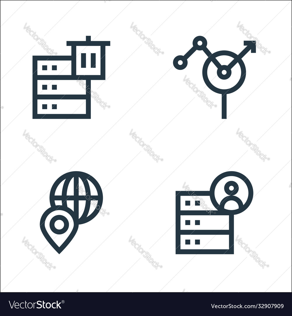 Big data line icons linear set quality vector image Big data line icons linear set quality