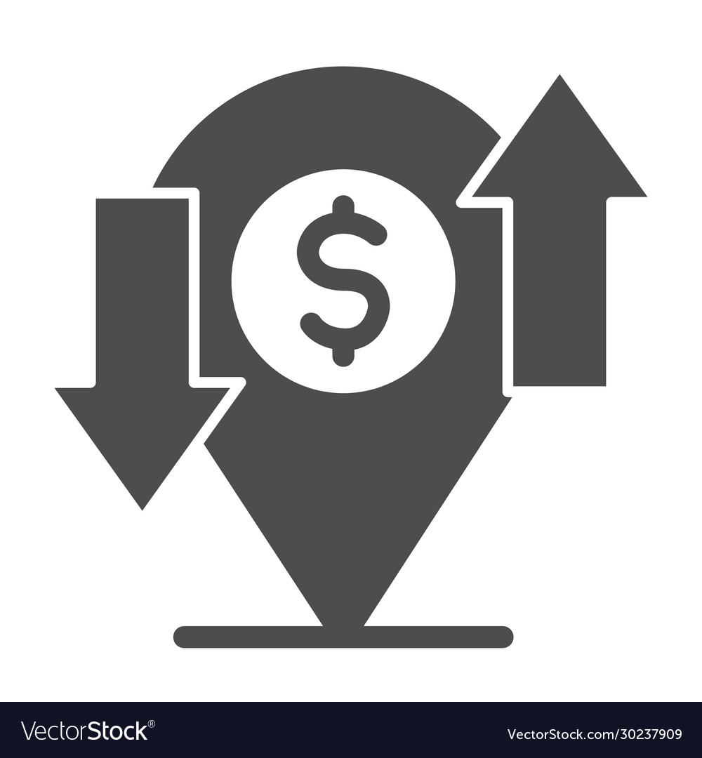Cashflow mit Standortkarte Pin solide Icon Dollar vector image Cashflow mit Standortkarte Pin solide Icon Dollar