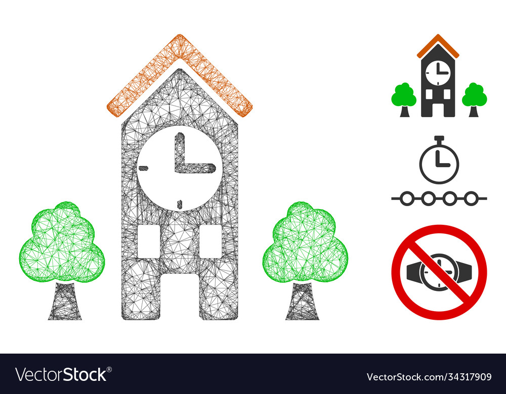 Clock tower polygonal web mesh Vector Image Clock tower polygonal web mesh