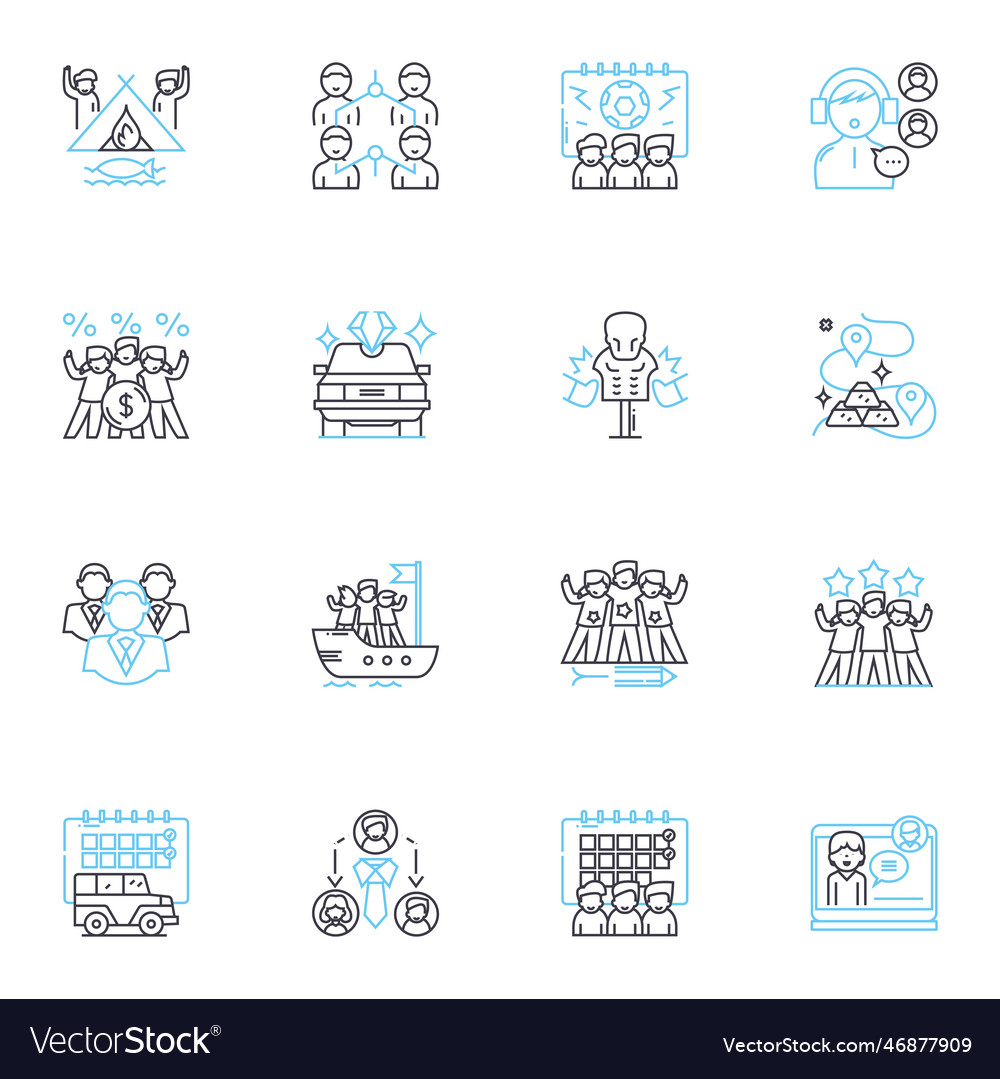 Communication and interaction linear icons set vector image Communication and interaction linear icons set