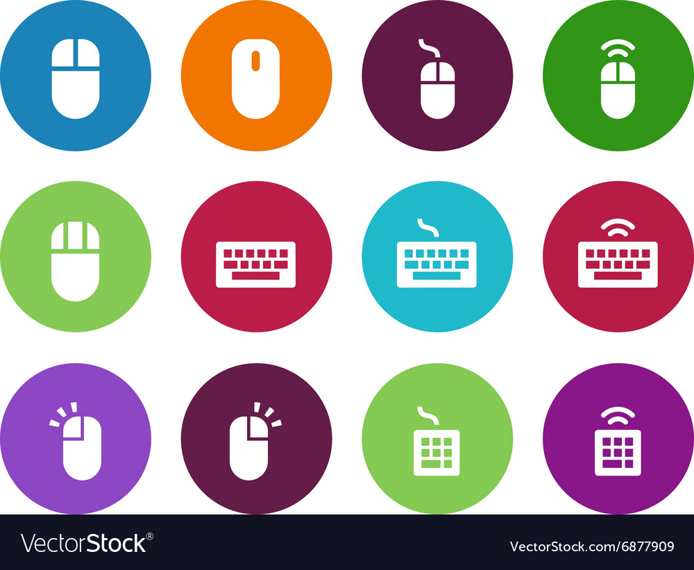 Computer mouse circle icons on white background