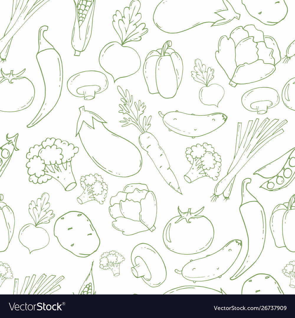 Hand drawn seamless pattern with vegetables big