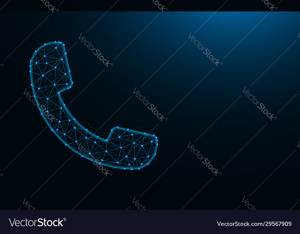 Handset made from points and lines on dark blue