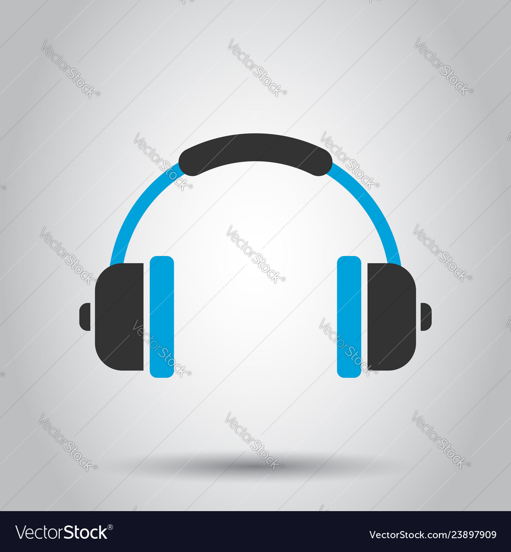 Headphone headset icon in flat style headphones