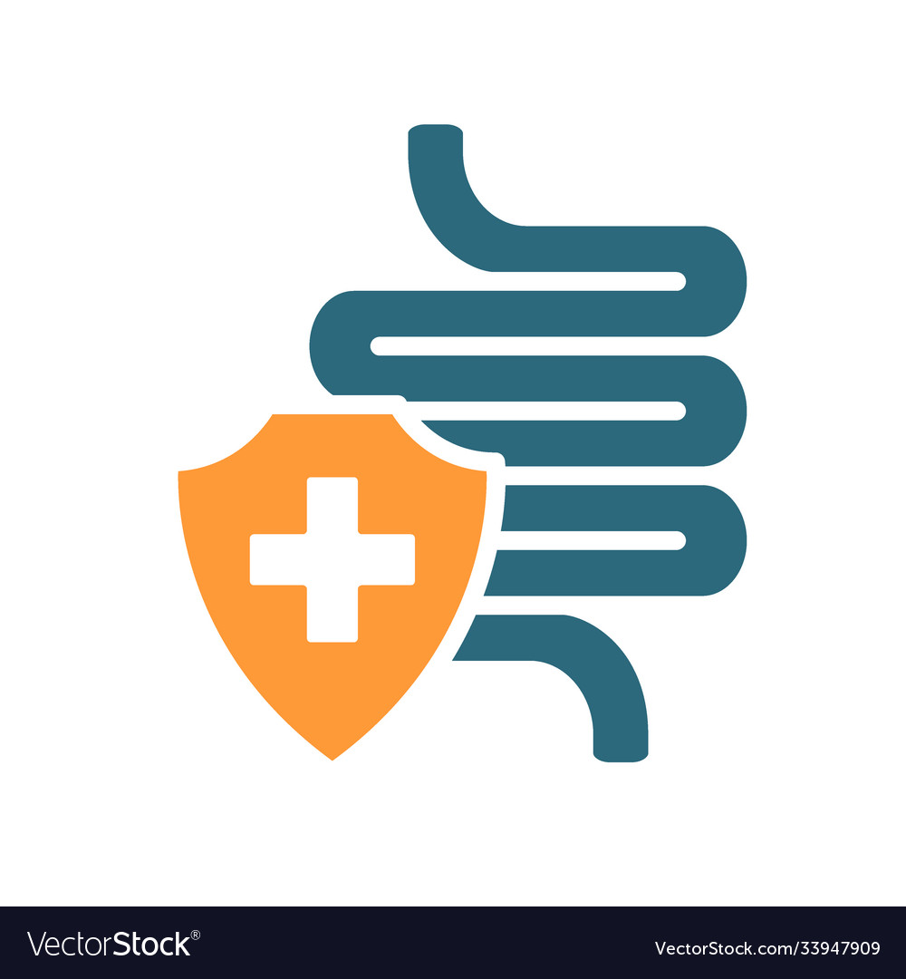 Healthy Protected Intestine Colored Icon Vector Image Healthy Protected Intestine Colored Icon Vector Image
