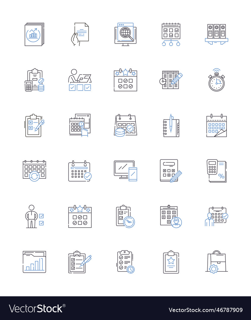 Interval line icons collection temporal vector image Interval line icons collection temporal