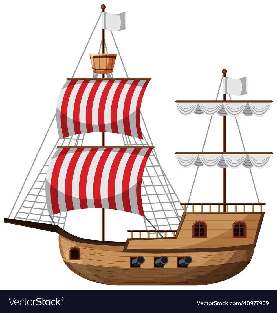 Isolated fluyt ship in cartoon style Royalty Free Vector