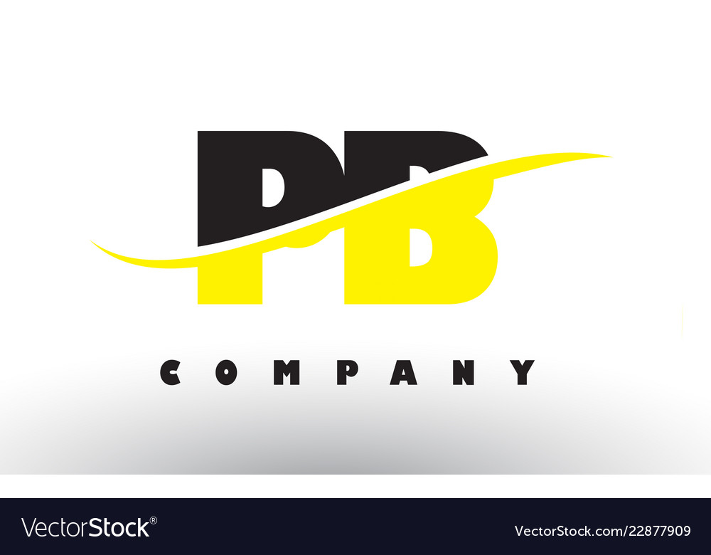 Pb p b black and yellow letter logo with swoosh