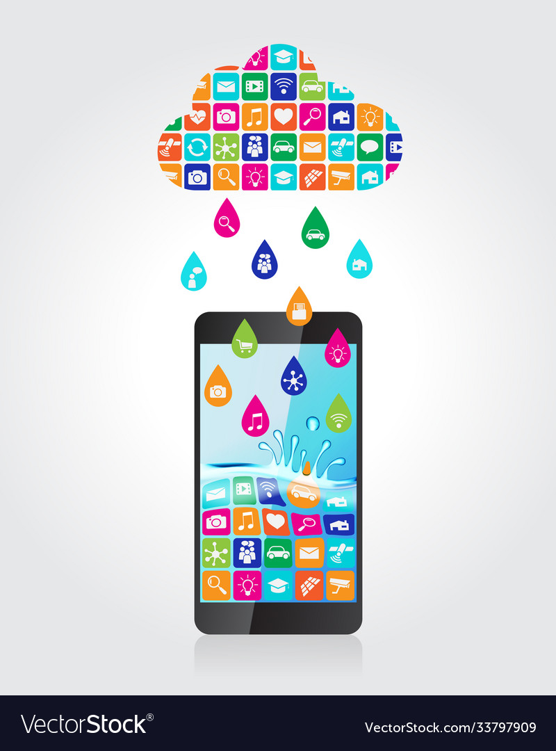 Rain from mobile apps applications in form Vector Image Rain from mobile apps applications in form