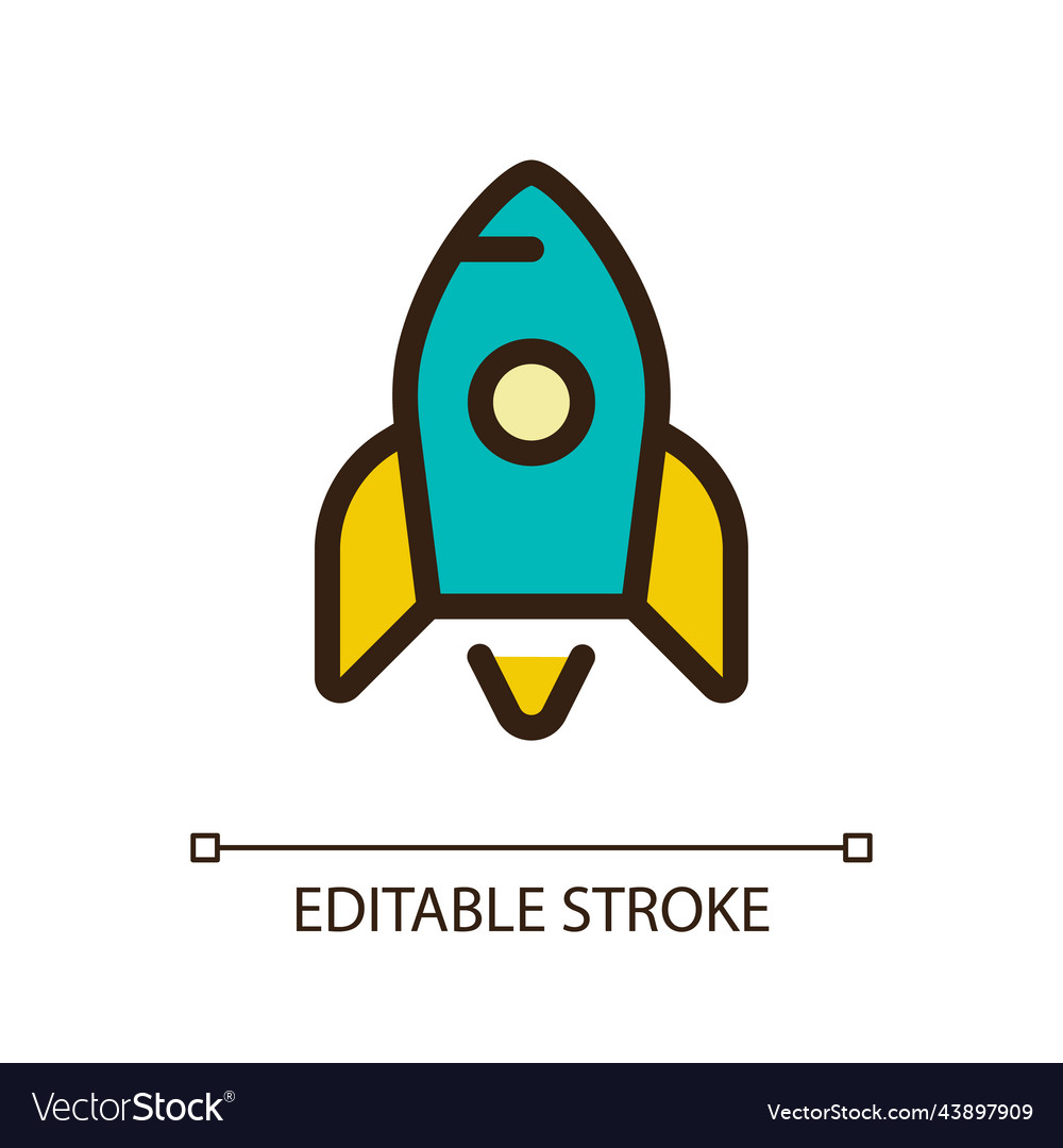 Rocket pixel perfect rgb color ui icon vector image Rocket pixel perfect rgb color ui icon