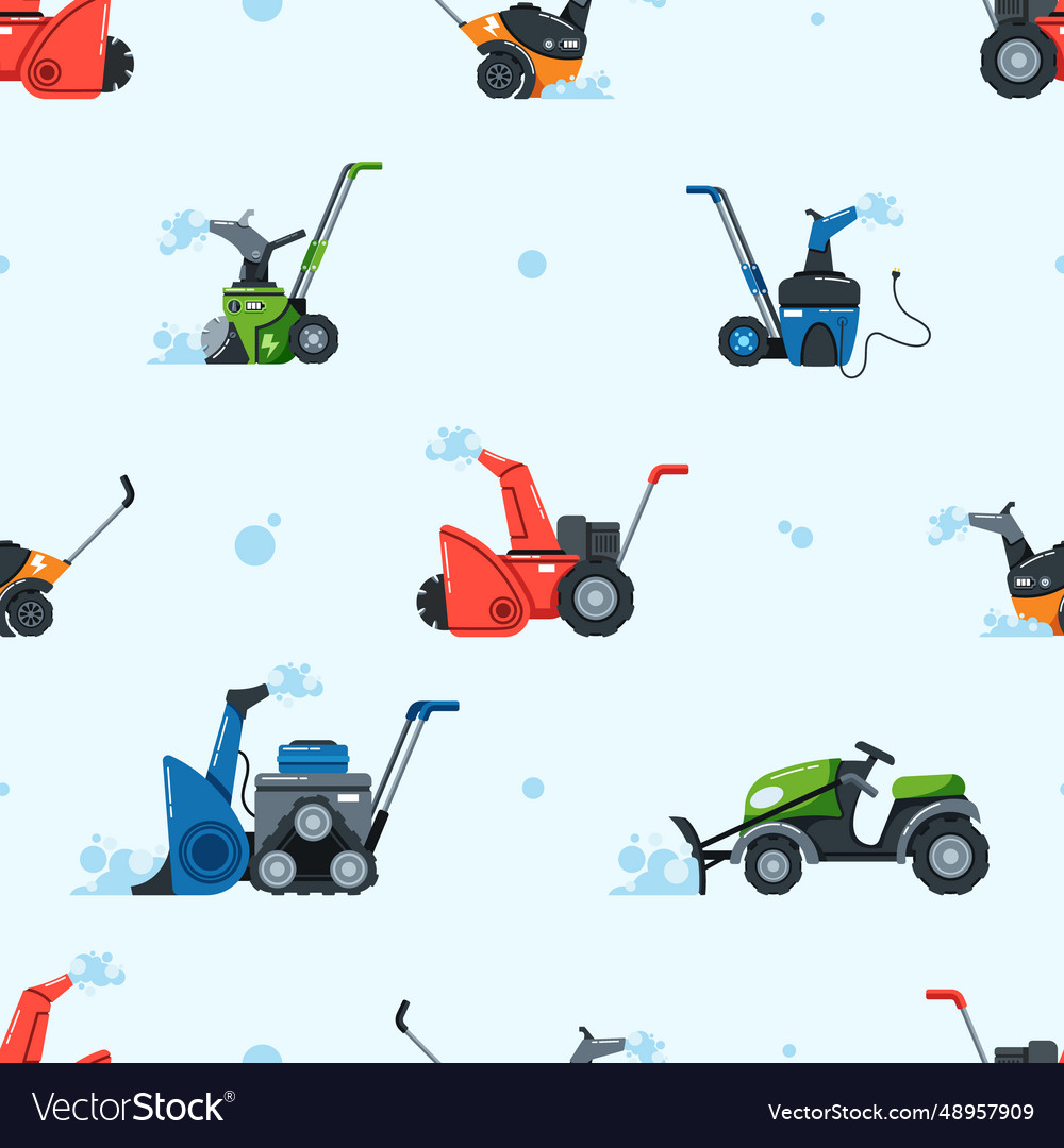 Seamless patterns with snowplow machines clearing