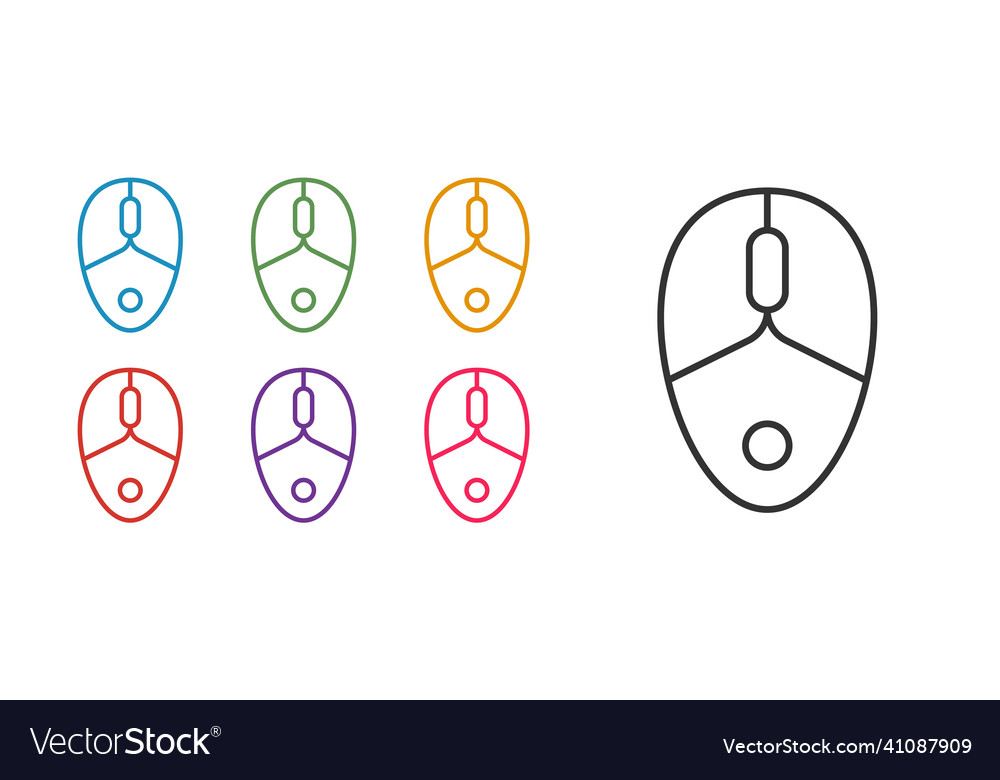 Set line computer mouse gaming icon isolated