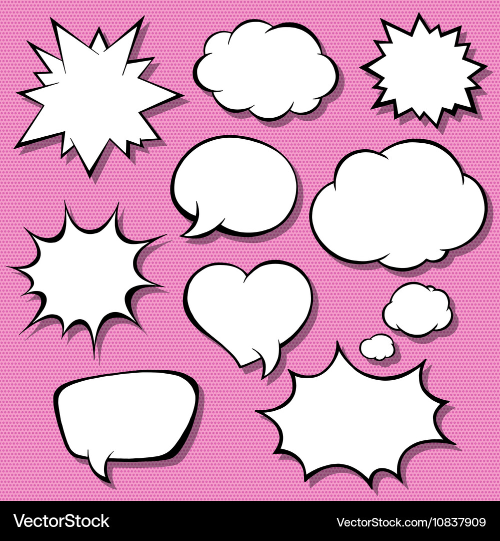 Set of comic bubbles Blank empty speech bubbles Vector Image