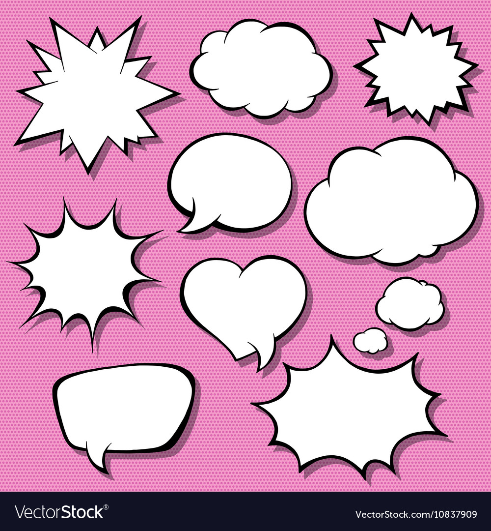 Set of comic bubbles blank empty speech