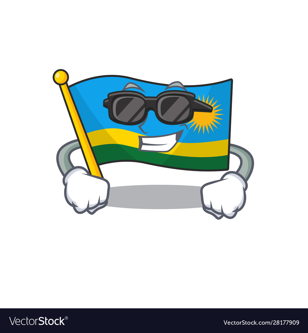 Super cool flag rwanda character wearing black