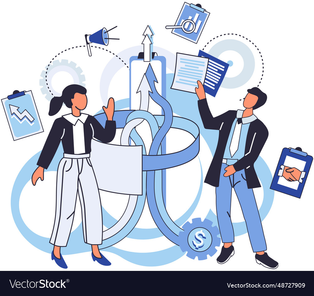Team solving complex problems teamwork vector image Team solving complex problems teamwork