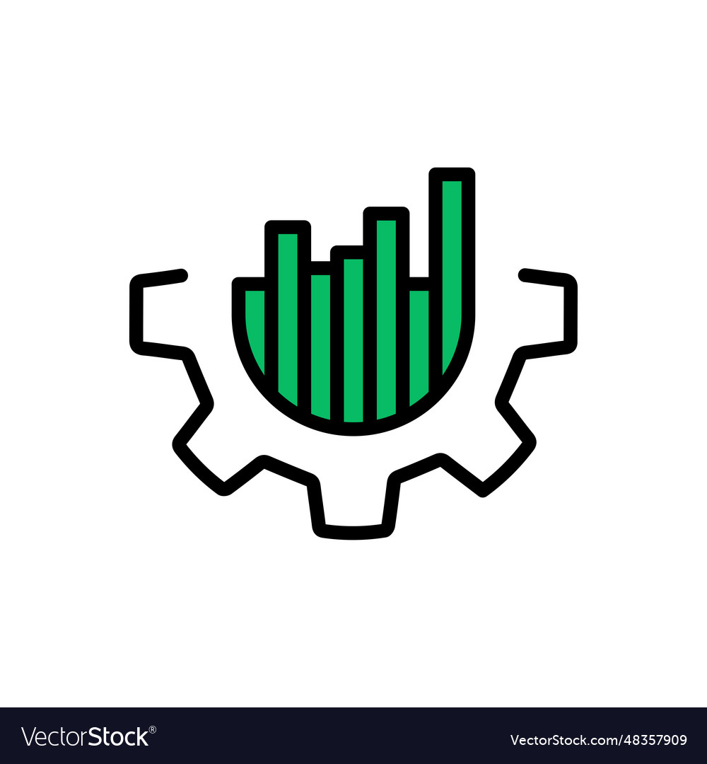 Tech growth icon with linear gear graph