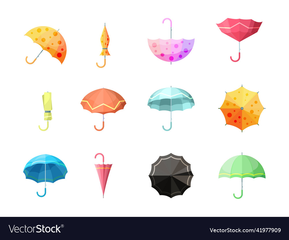 Umbrella collection of autumn protection Vector Image