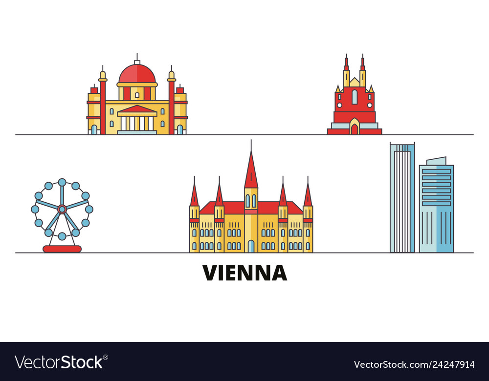 Austria vienna city flat landmarks vector image Austria vienna city flat landmarks