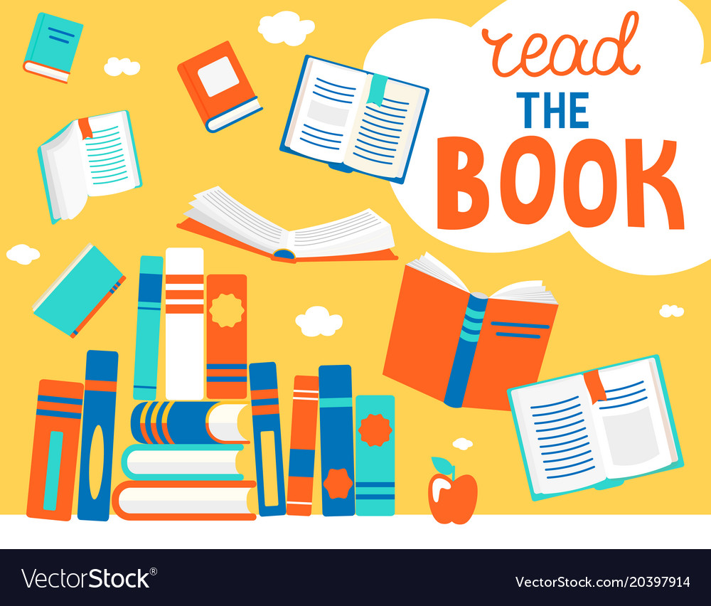 Bubble read book with books Royalty Free Vector Image