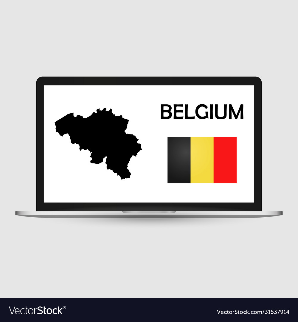 Computer monitor with a flag and map country vector image Computer monitor with a flag and map country
