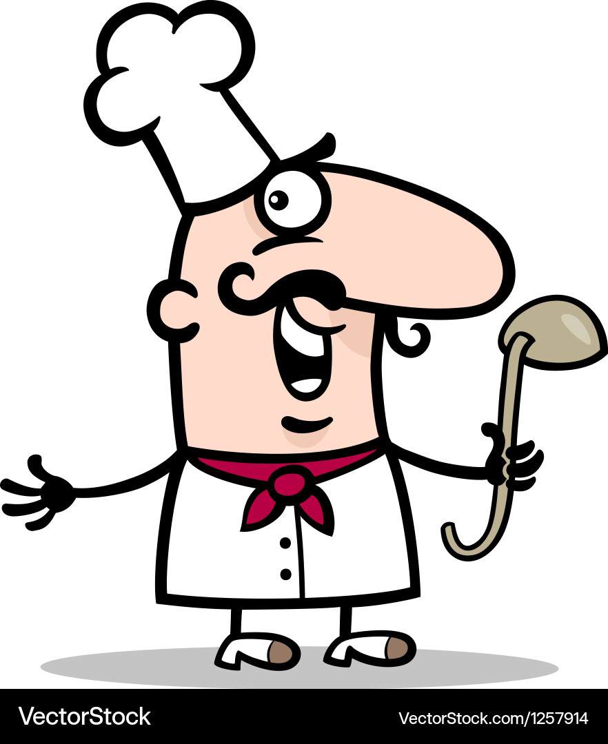 Cook or chef with ladle cartoon Royalty Free Vector Image