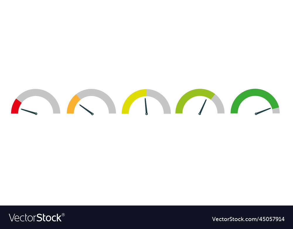 Dashboard colorful speedometer icons set vector image Dashboard colorful speedometer icons set