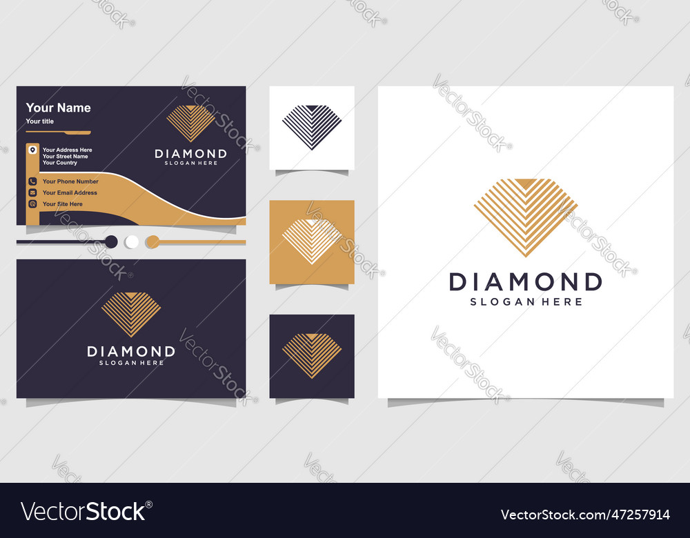 Diamond logo design with creative line concept Vector Image