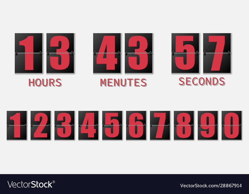 Flip clock showing how much time hours minutes Vector Image Flip clock showing how much time hours minutes