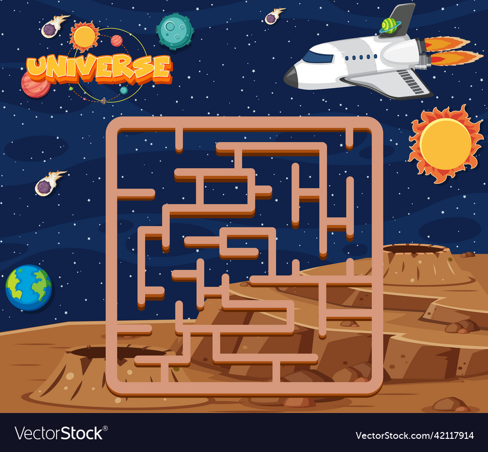 Game template with space theme background vector image Game template with space theme background