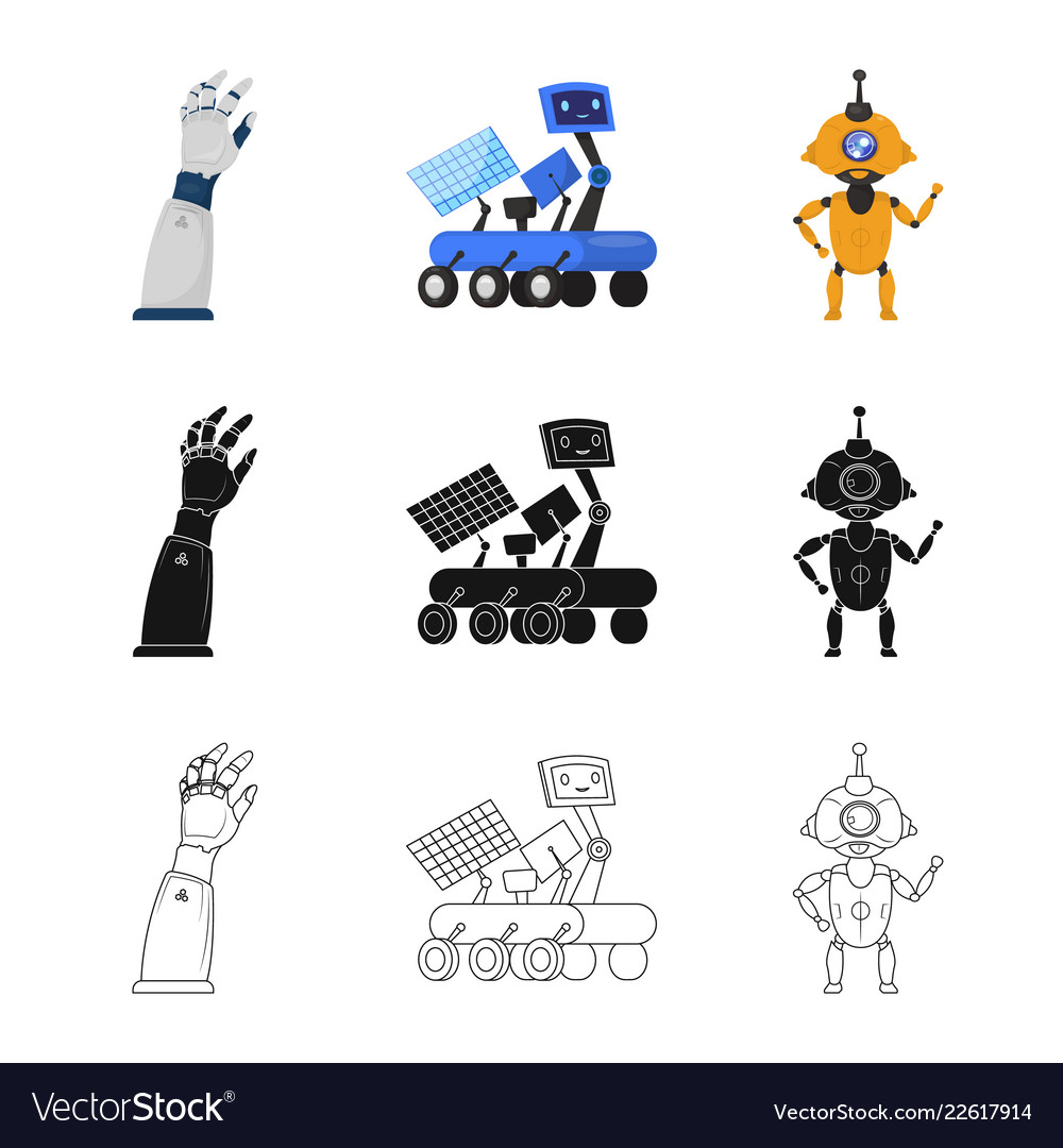 Isolated object of robot and factory logo vector image Isolated object of robot and factory logo