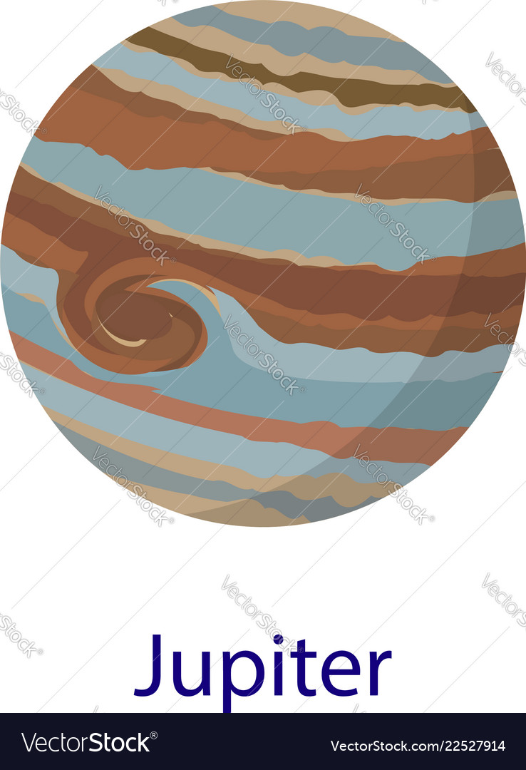 Jupiter planet icon flat style