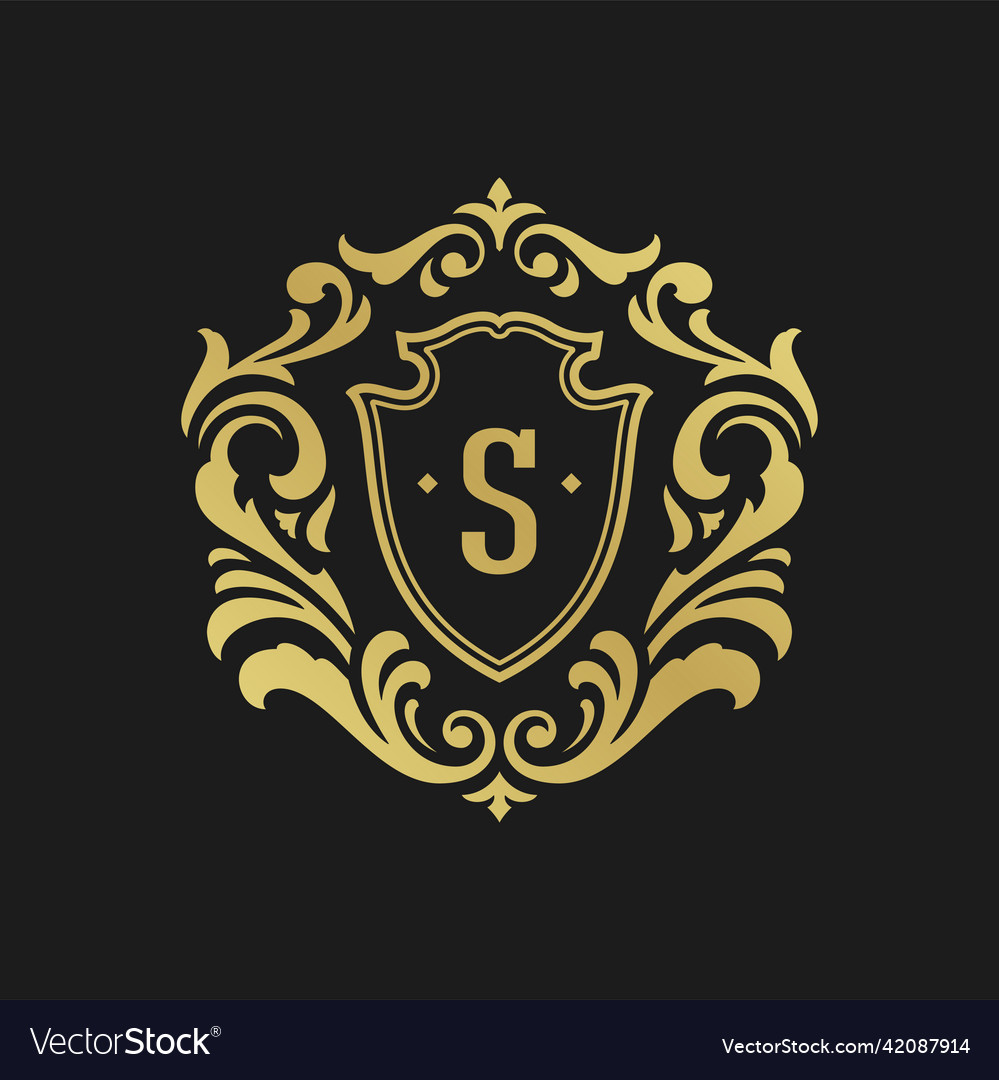 Luxury monogram logo template object Royalty Free Vector