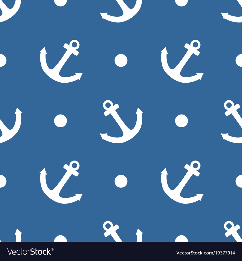 Navy Sailor Tile with Anchor & Dots