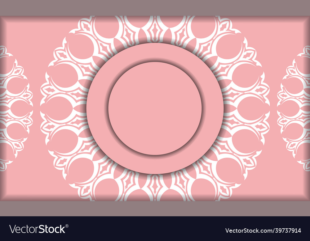 Pink banner with vintage white pattern for design vector image Pink banner with vintage white pattern for design