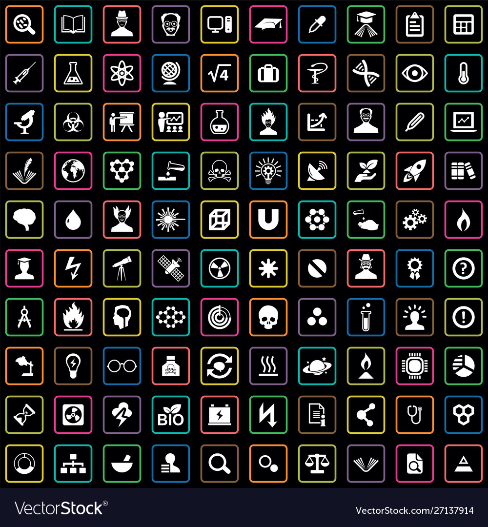 Science 100 icons universal set for web and ui