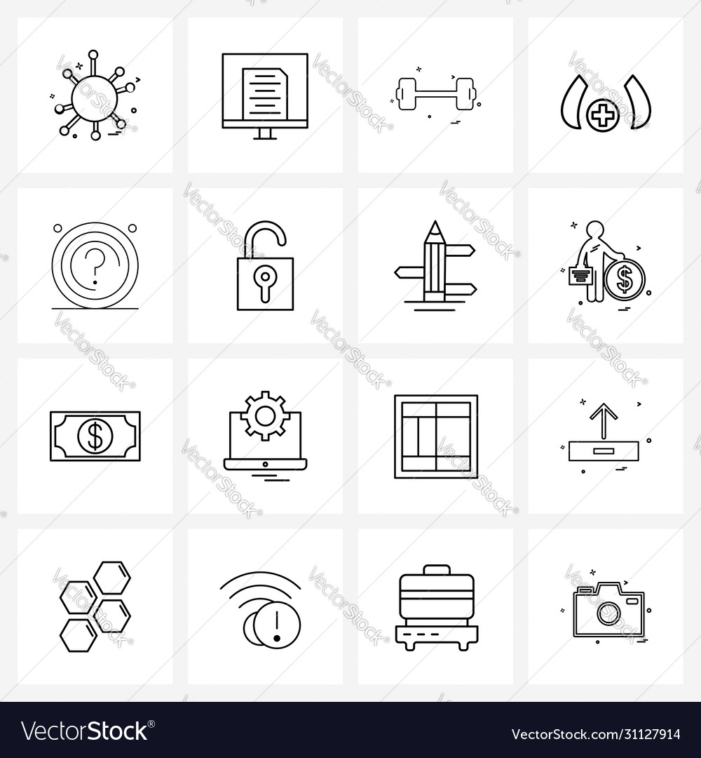 Set 16 simple line icons for web and print