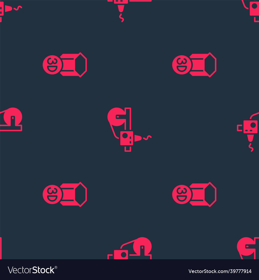 Set 3d printer and on seamless pattern vector image Set 3d printer and on seamless pattern