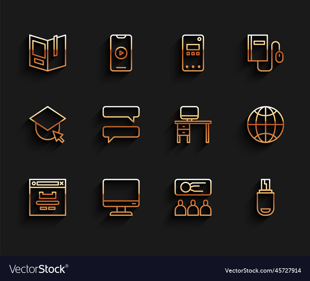 Set line browser window computer monitor screen vector image Set line browser window computer monitor screen