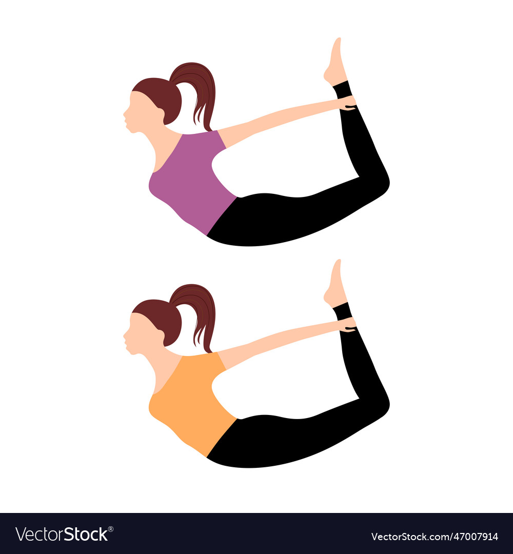 Woman making yoga asana in 2 colors Royalty Free Vector