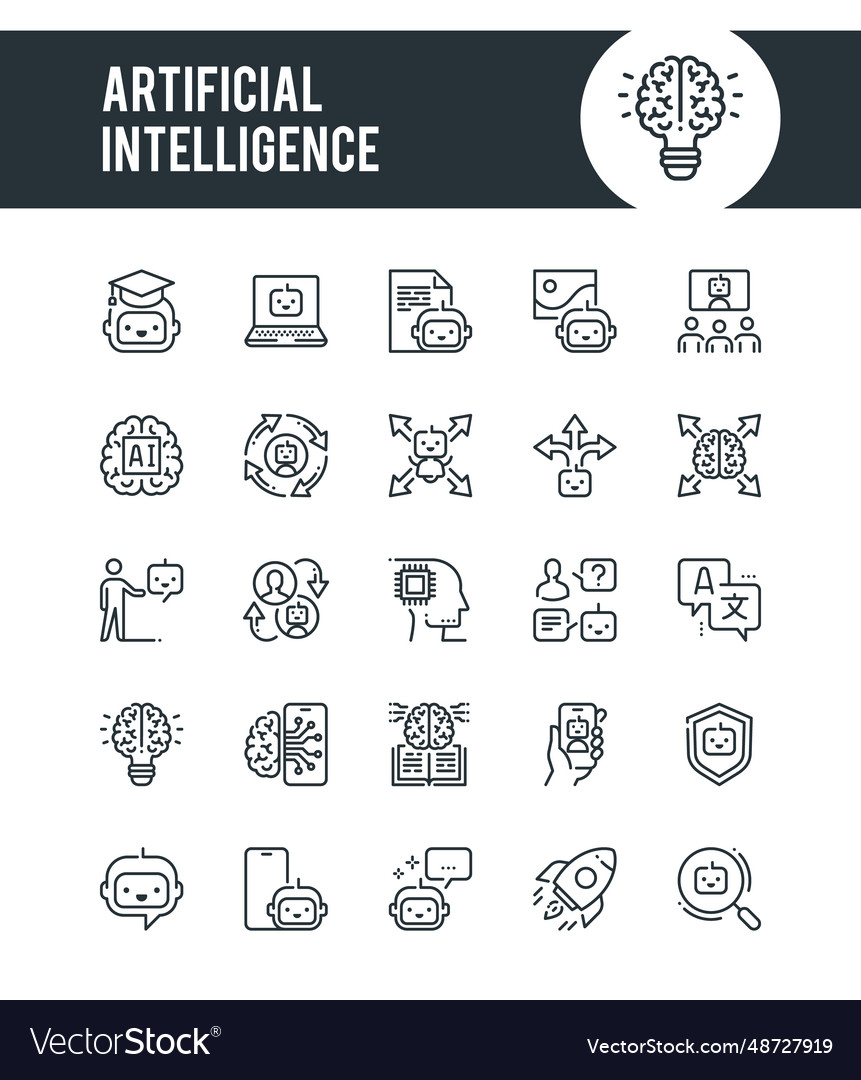 Ai outline icons Royalty Free Vector Image - VectorStock