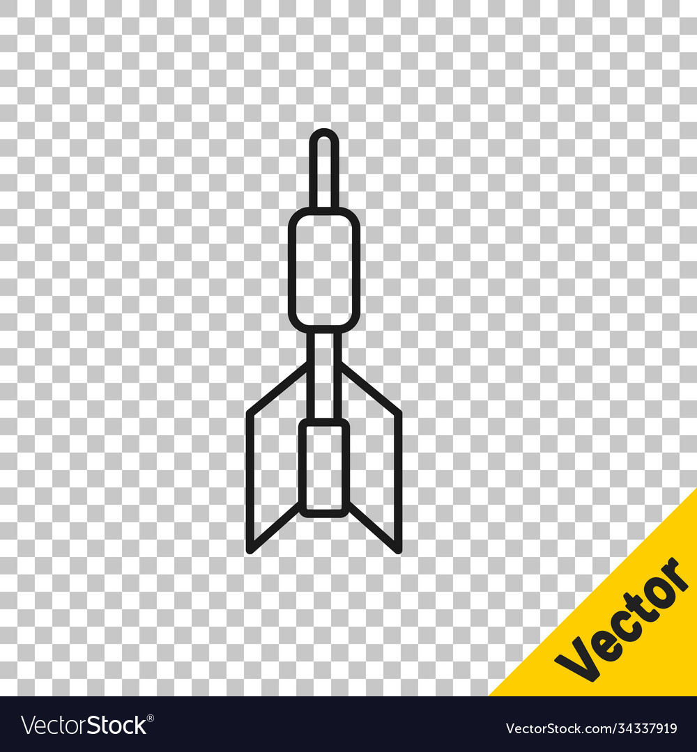 Black line dart arrow icon isolated on transparent